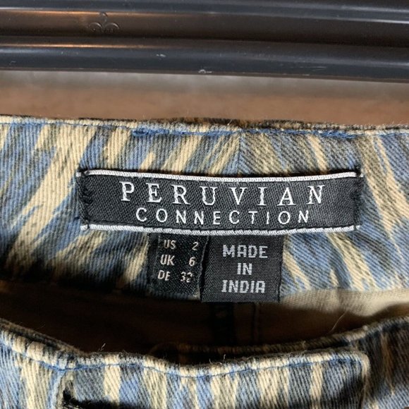 Peruvian Connection Pants‎ Women's 2 Ikat Print Tie Waist Straight Leg 7834 - Picture 4 of 8